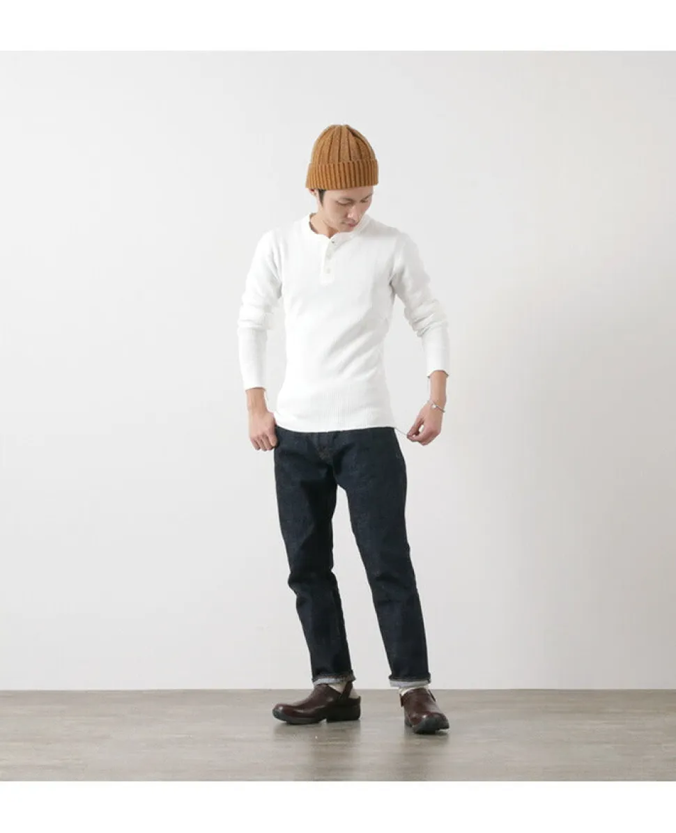 BARNS / BR-3051 Big Waffle Henley Neck Long Sleeve Thermal / T-Shirt