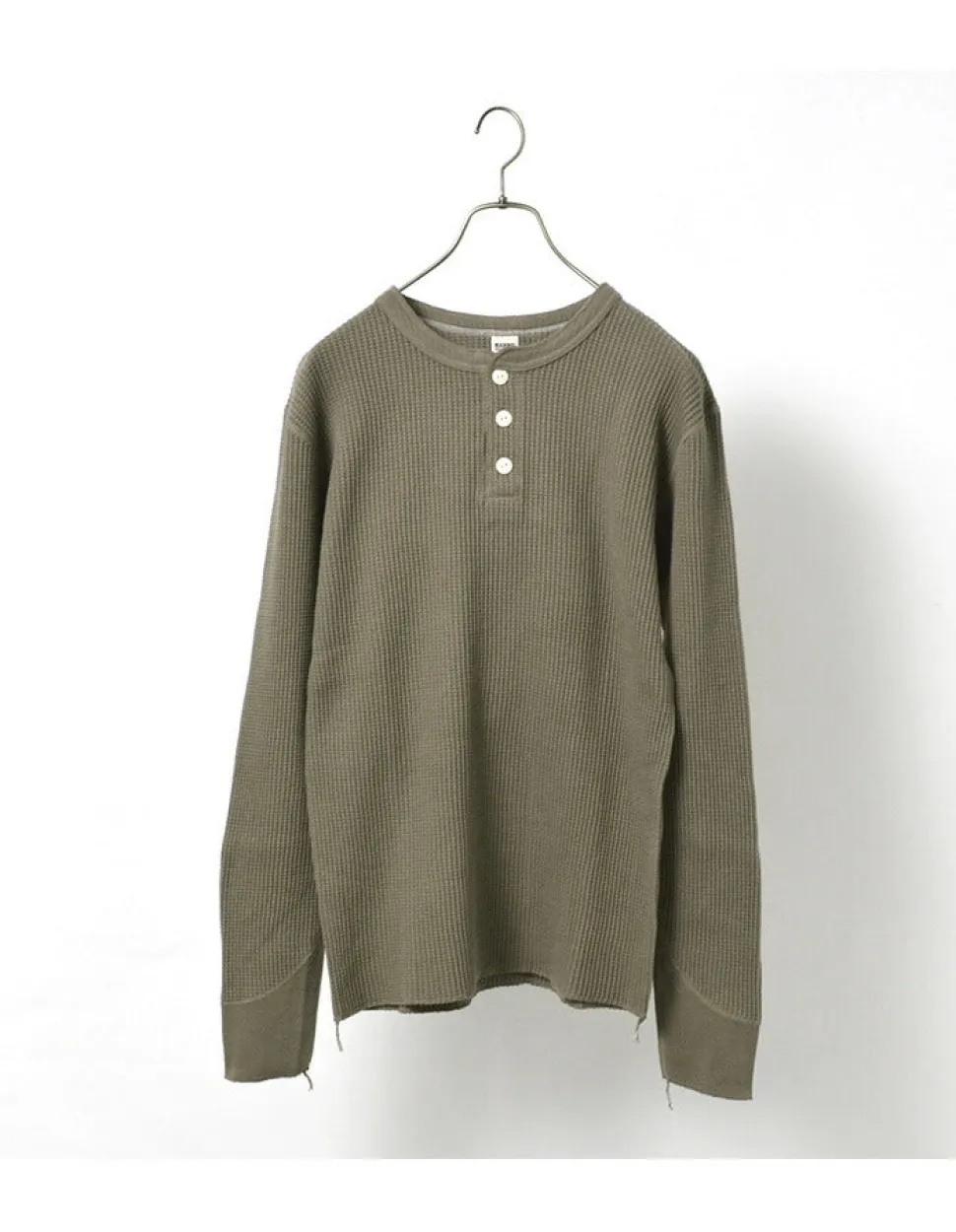 BARNS / BR-3051 Big Waffle Henley Neck Long Sleeve Thermal / T-Shirt
