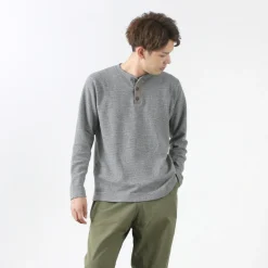 BARNS / Spun Milled Henley Neck Long Sleeve T-Shirt