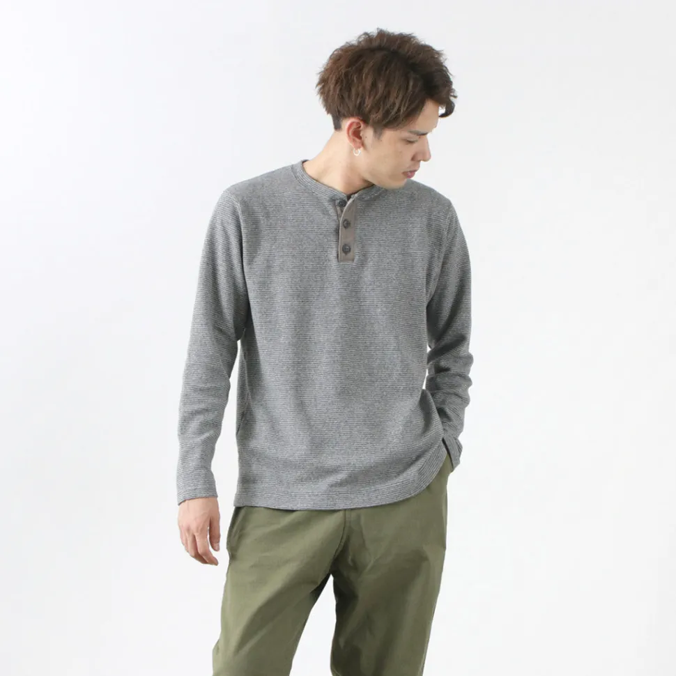BARNS / Spun Milled Henley Neck Long Sleeve T-Shirt