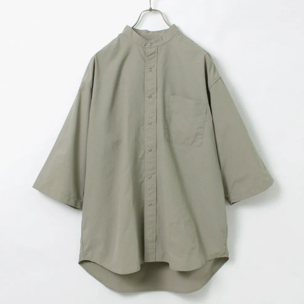 BURLAP OUTFITTER / 7/10 Sleeve Band Collar Shirt