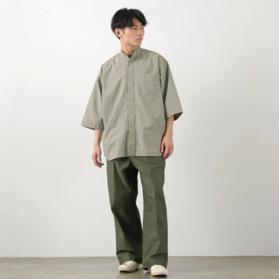BURLAP OUTFITTER / 7/10 Sleeve Band Collar Shirt