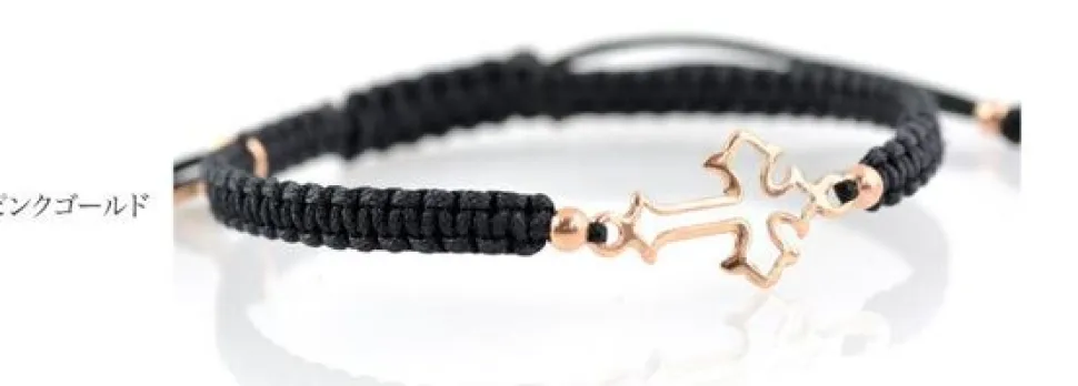 CHALISA T.. / Silver Cross Knotting Cord Anklet