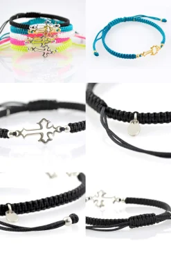 CHALISA T.. / Silver cross notched cord bracelet