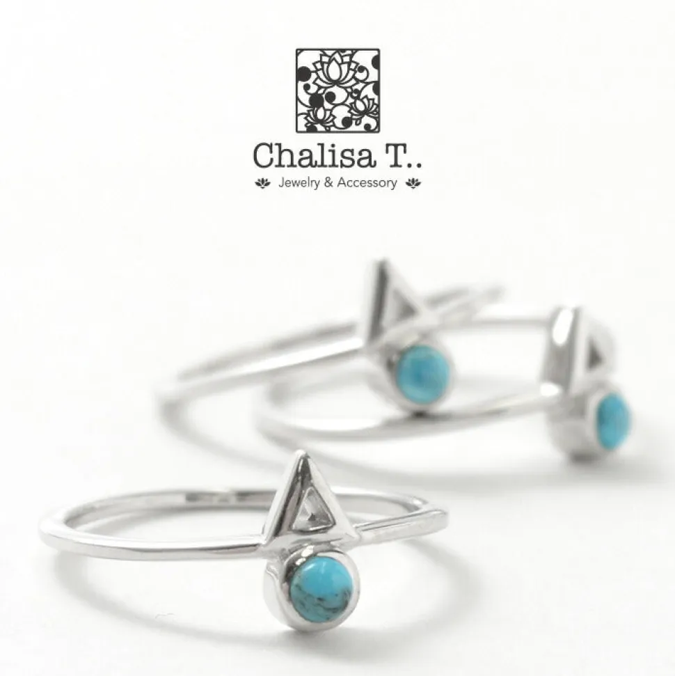CHALISA T.. / Turquoise Circle Triangle Extra Fine Ring