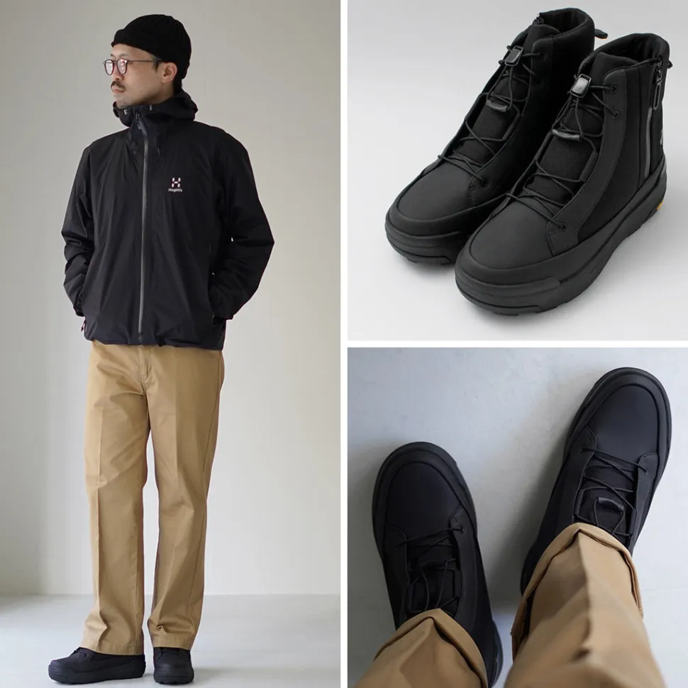 DESCENTE / High Cut Side Zip Lace Up Boots