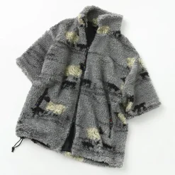FARFIELD ORIGINAL / Jacquard Weave Boa Short Sleeve Fell Jacket