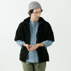 FARFIELD ORIGINAL / Jacquard Weave Boa Short Sleeve Fell Jacket