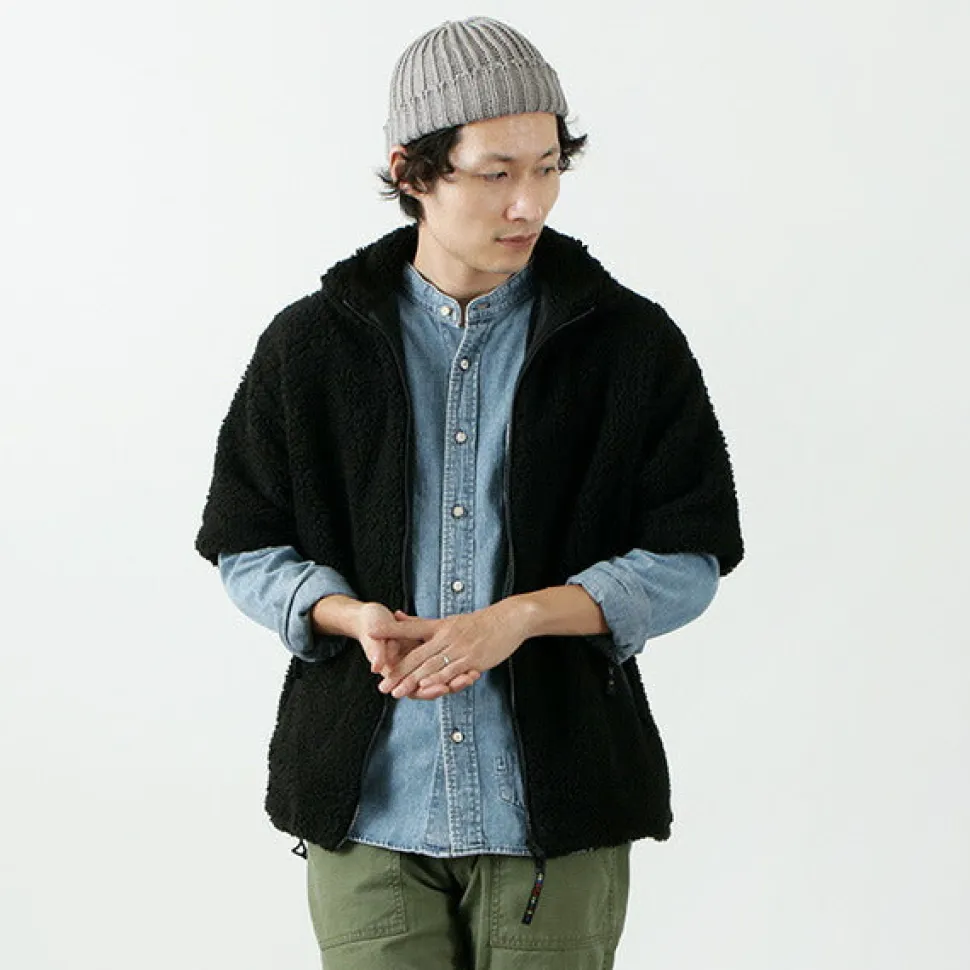 FARFIELD ORIGINAL / Jacquard Weave Boa Short Sleeve Fell Jacket