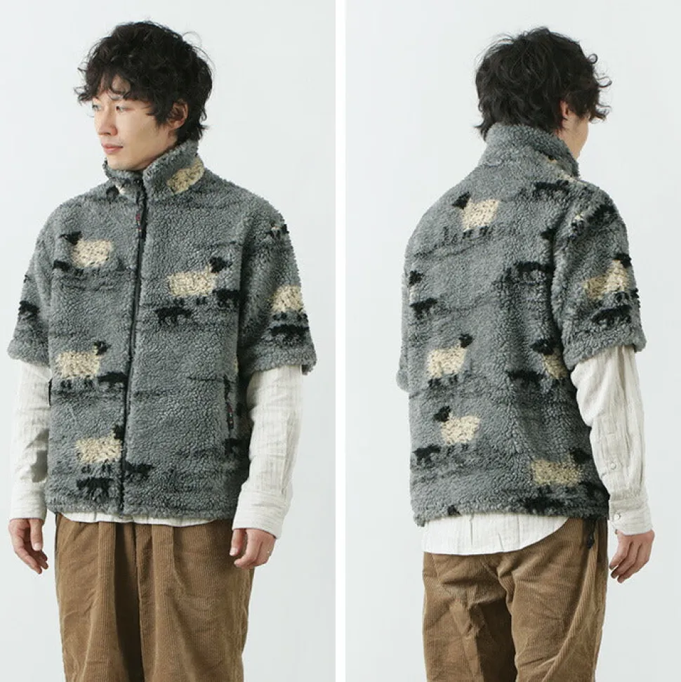 FARFIELD ORIGINAL / Jacquard Weave Boa Short Sleeve Fell Jacket