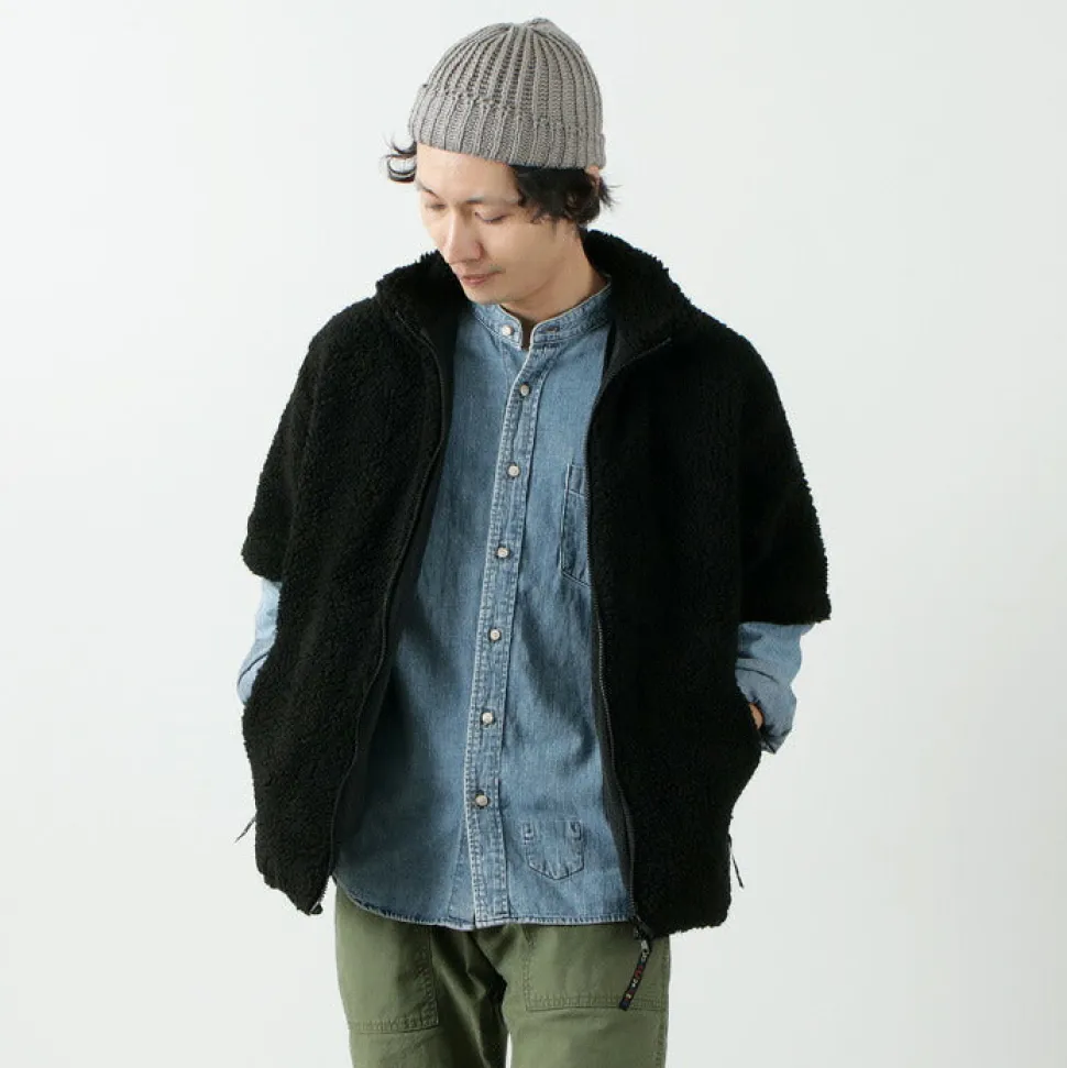 FARFIELD ORIGINAL / Jacquard Weave Boa Short Sleeve Fell Jacket