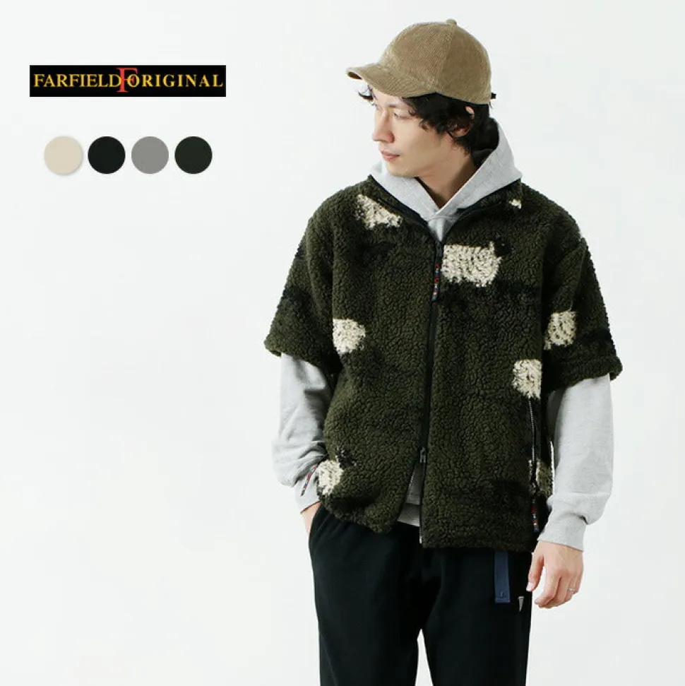 FARFIELD ORIGINAL / Jacquard Weave Boa Short Sleeve Fell Jacket