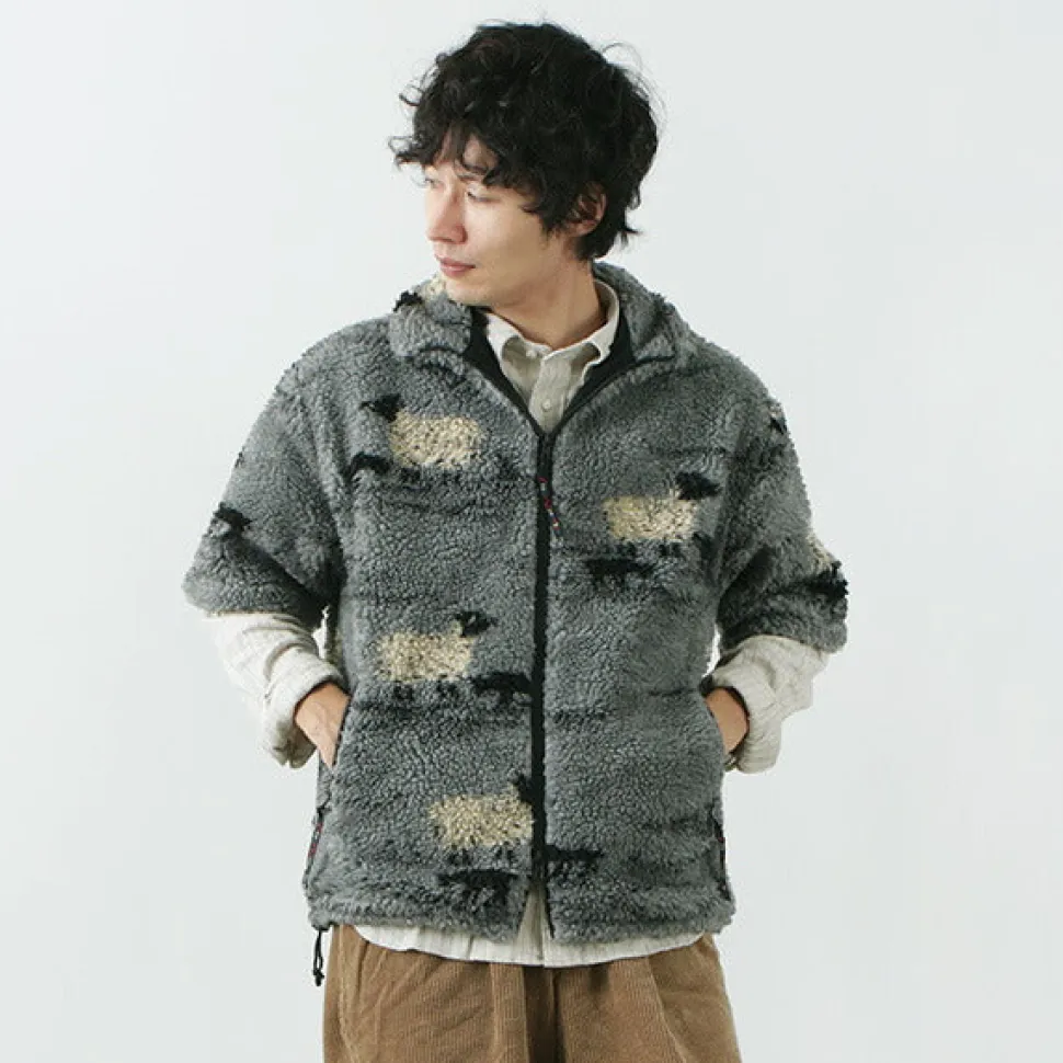 FARFIELD ORIGINAL / Jacquard Weave Boa Short Sleeve Fell Jacket