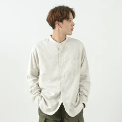 FOB FACTORY / F3485 C/W STRIPE BANDCOLLAR Shirt