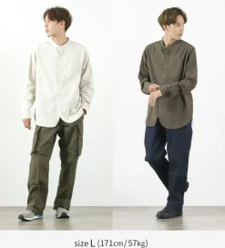 FOB FACTORY / F3485 C/W STRIPE BANDCOLLAR Shirt