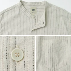 FOB FACTORY / F3485 C/W STRIPE BANDCOLLAR Shirt