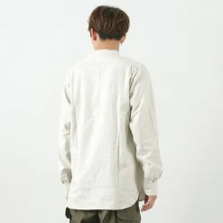 FOB FACTORY / F3485 C/W STRIPE BANDCOLLAR Shirt