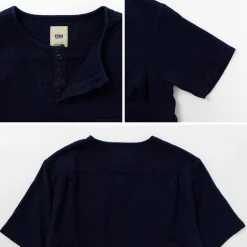 FOB FACTORY / F3493 Indigo waffle T-shirt
