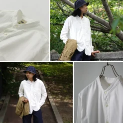 FOB FACTORY / F3429 Long sleeve Ox band collar shirt