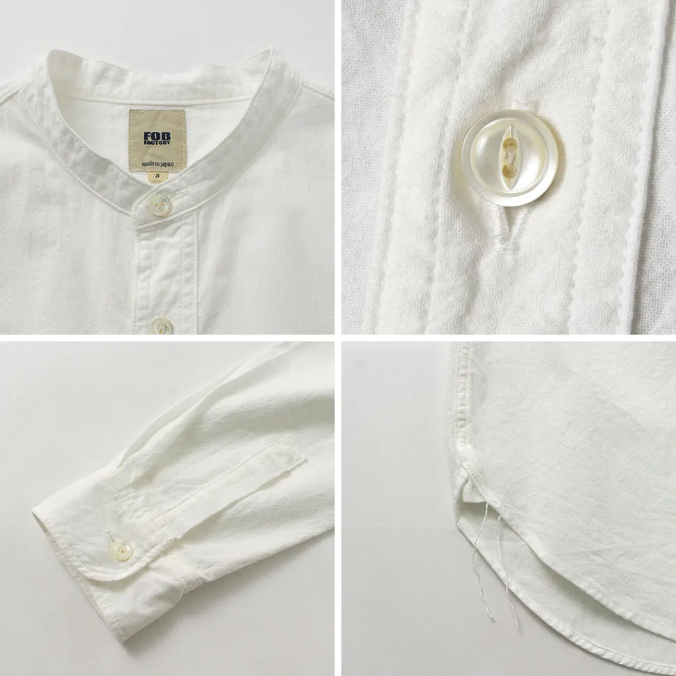FOB FACTORY / F3429 Long sleeve Ox band collar shirt
