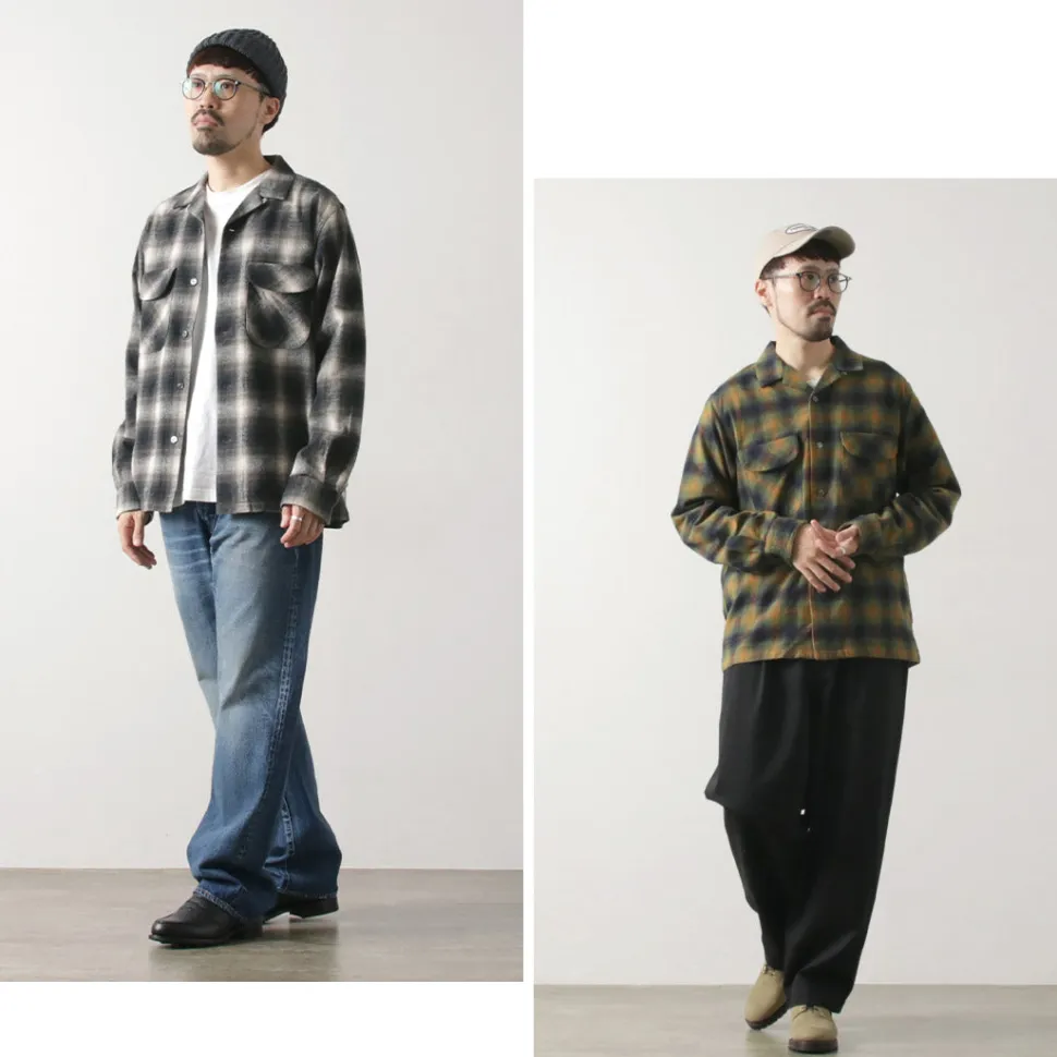 FOB FACTORY / F3505 Nel open collar shirt