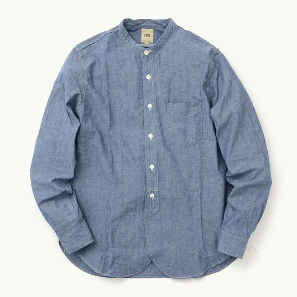 FOB FACTORY / F3428 Selvage chambray band collar shirt/long sleeves