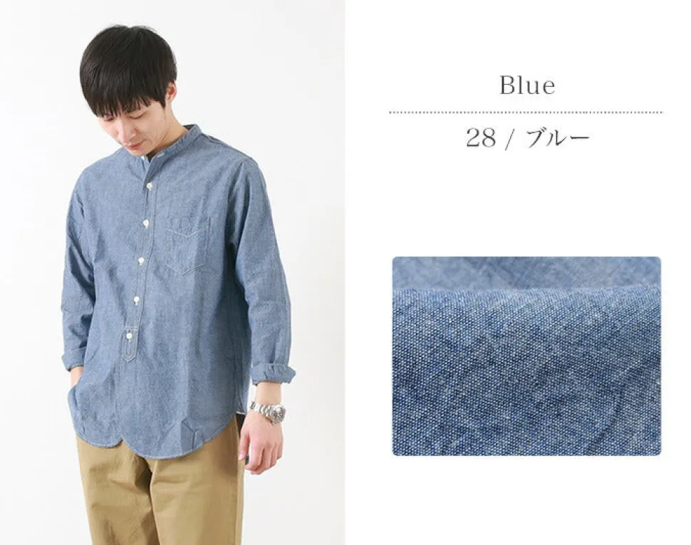 FOB FACTORY / F3428 Selvage chambray band collar shirt/long sleeves
