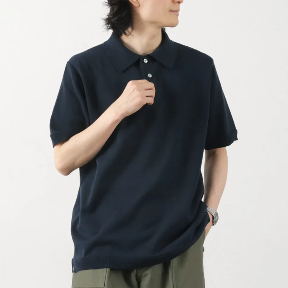 FUJITO / Knit Polo Easy Solid Collar