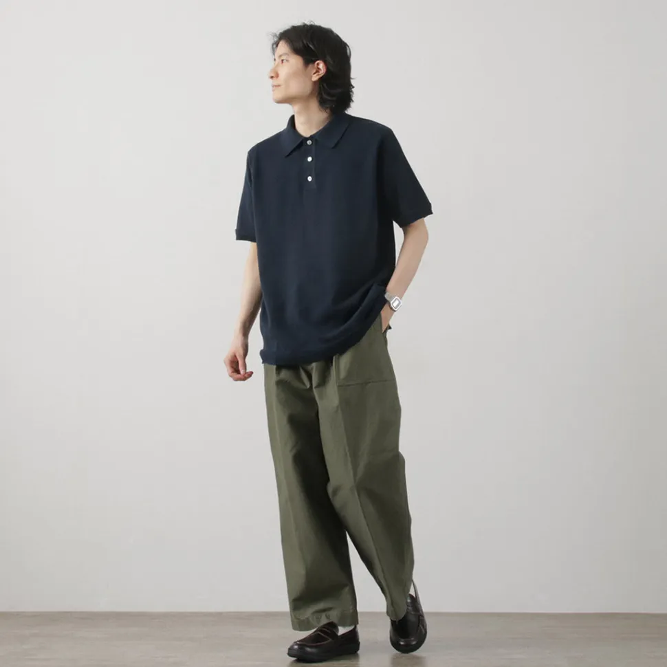 FUJITO / Knit Polo Easy Solid Collar