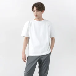 GLACON / Solid colour Boat neck Big shirt