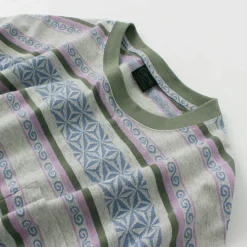 GOHEMP / Wide Slit T-Shirt Hemp Leaf Jacquard