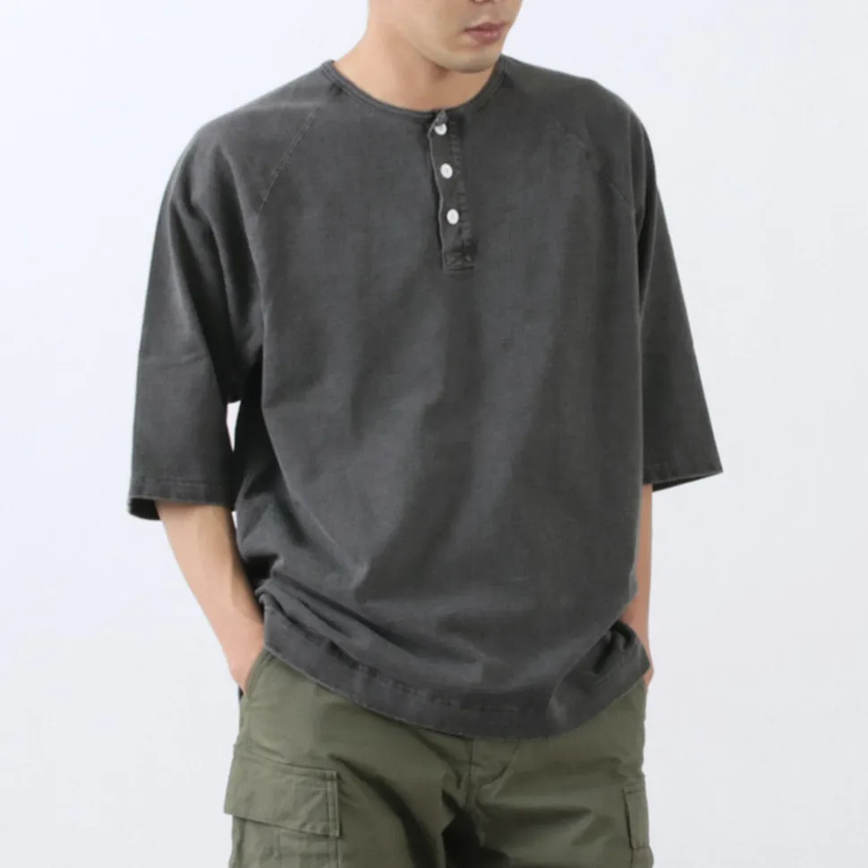 GOOD ON / Half Sleeve Heavy Retro Henry Neck T-Shirt