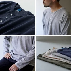 GOOD ON / Long Sleeve Henley Neck T-Shirt