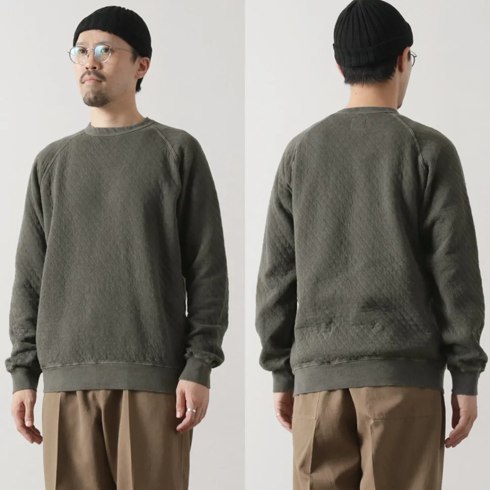 GOOD ON / Quilted Long Sleeve Raglan Crewneck Shirt Photoelectron