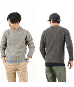HARLEY OF SCOTLAND / M3480-7 Shetland mid-gauge crew neck knit jumper
