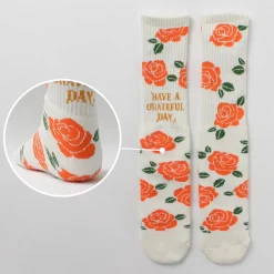 HAVE A GRATEFUL DAY / Crew Socks Flower