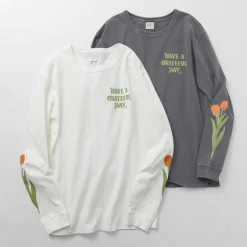 HAVE A GRATEFUL DAY / Tulip & Logo Long Sleeve T-shirt