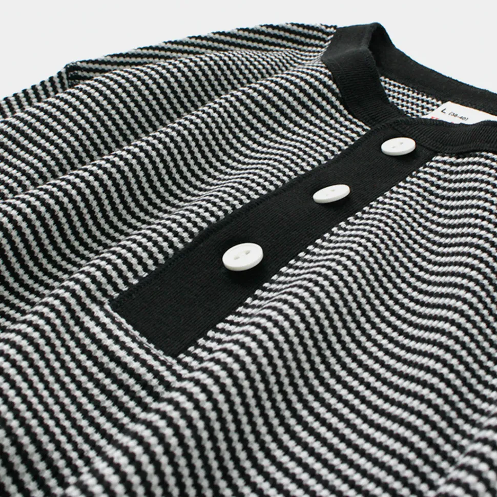 HEALTHKNIT / Basic Waffle Henley Neck Long Sleeve