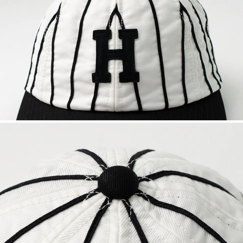 HICOSAKA / Striped 8 Panel Logo Cap
