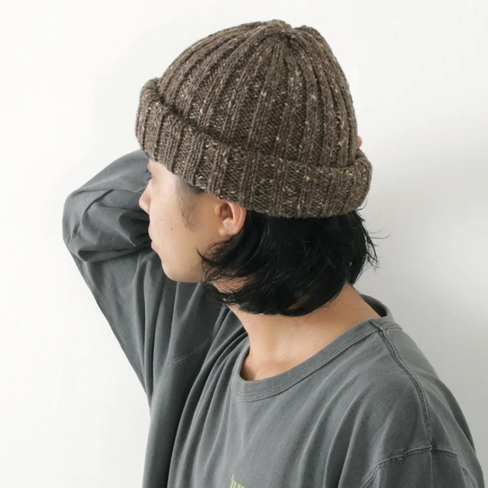 HIGHLAND 2000 / BW nep wool 2ÁE bobby cap (double turn-up)