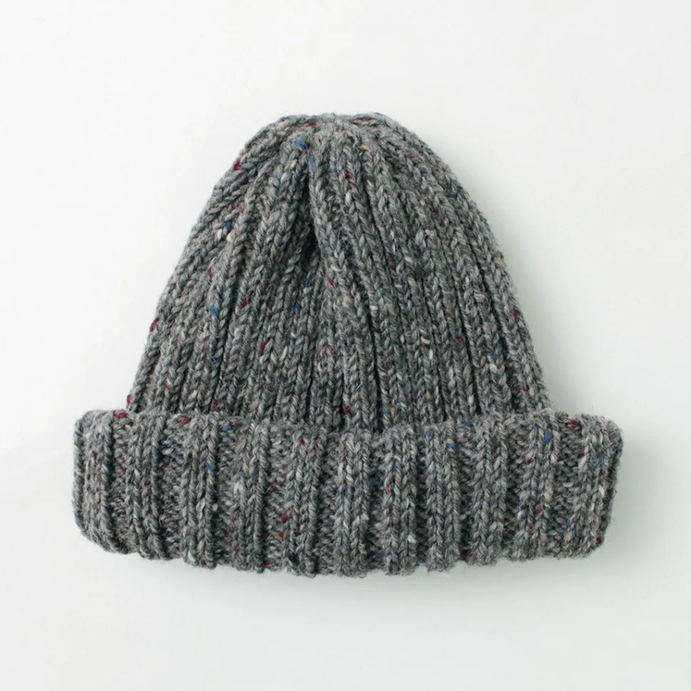 HIGHLAND 2000 / BW nep wool 2ÁE bobby cap (double turn-up)