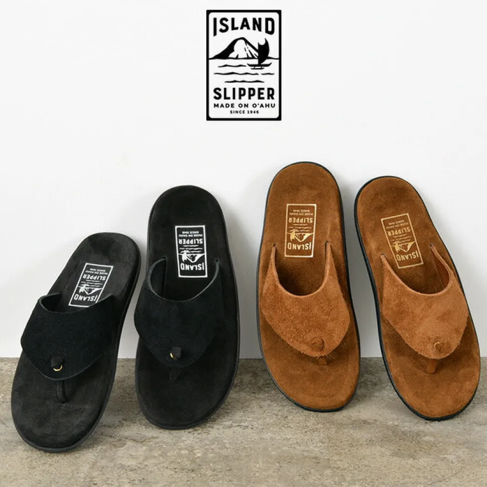 ISLAND SLIPPER / Wide strap thong leather sandal