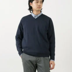 JOHN SMEDLEY / Merino Wool 30 Gauge 30 Gauge V-Neck Knit MODERN FIT