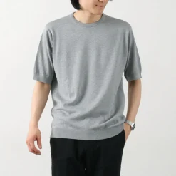 JOHN SMEDLEY / Sea Island Cotton 30 Gauge Crew Neck Knit