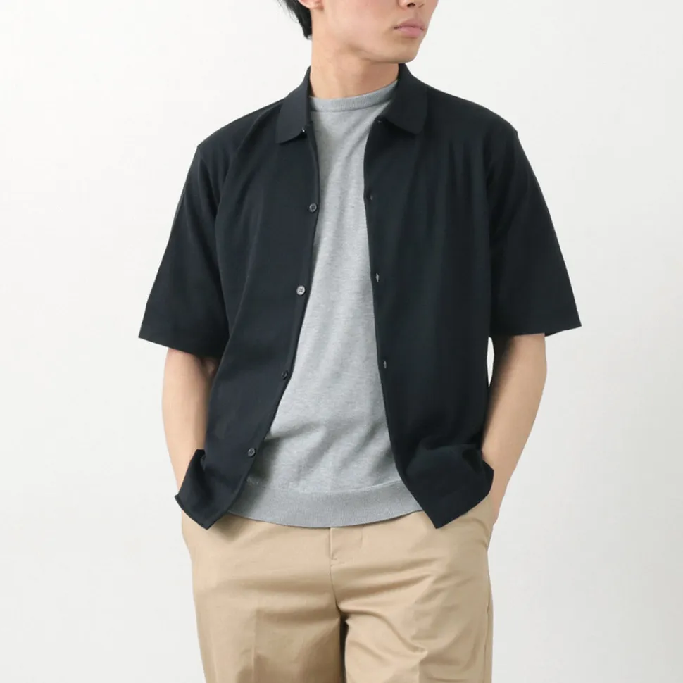 JOHN SMEDLEY / Sea Island Cotton 30 Gauge Knit Shirt