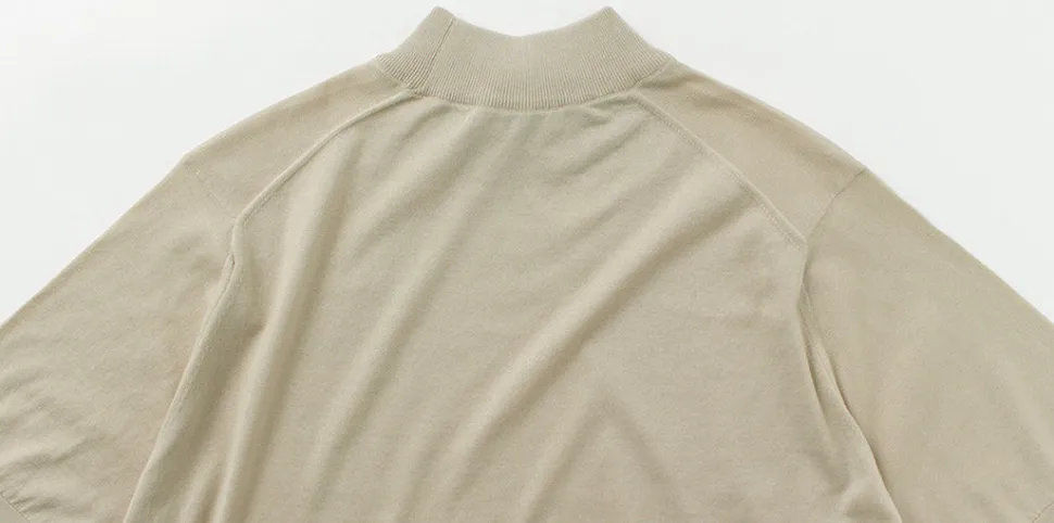 JOHN SMEDLEY / Sea Island Cotton 30 Gauge Mock Neck Knit