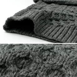 KERRY WOOLLEN MILLS / 5 gauge 3-ply aran cable crew neck heavy knit