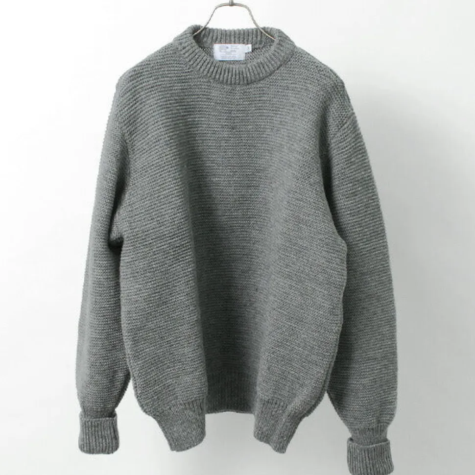 KERRY WOOLLEN MILLS / 5 Gauge 2 Ply Pearl Stitch Drop Shoulder Crew Neck Knit