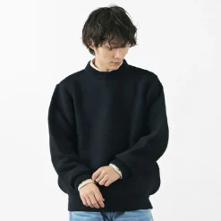 KERRY WOOLLEN MILLS / 5 Gauge 2 Ply Pearl Stitch Drop Shoulder Crew Neck Knit