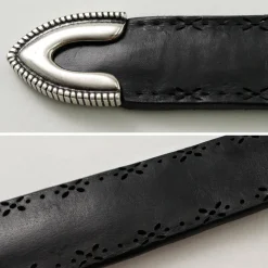 ORCIANI / Bull Soft punched leather belt with metal tip